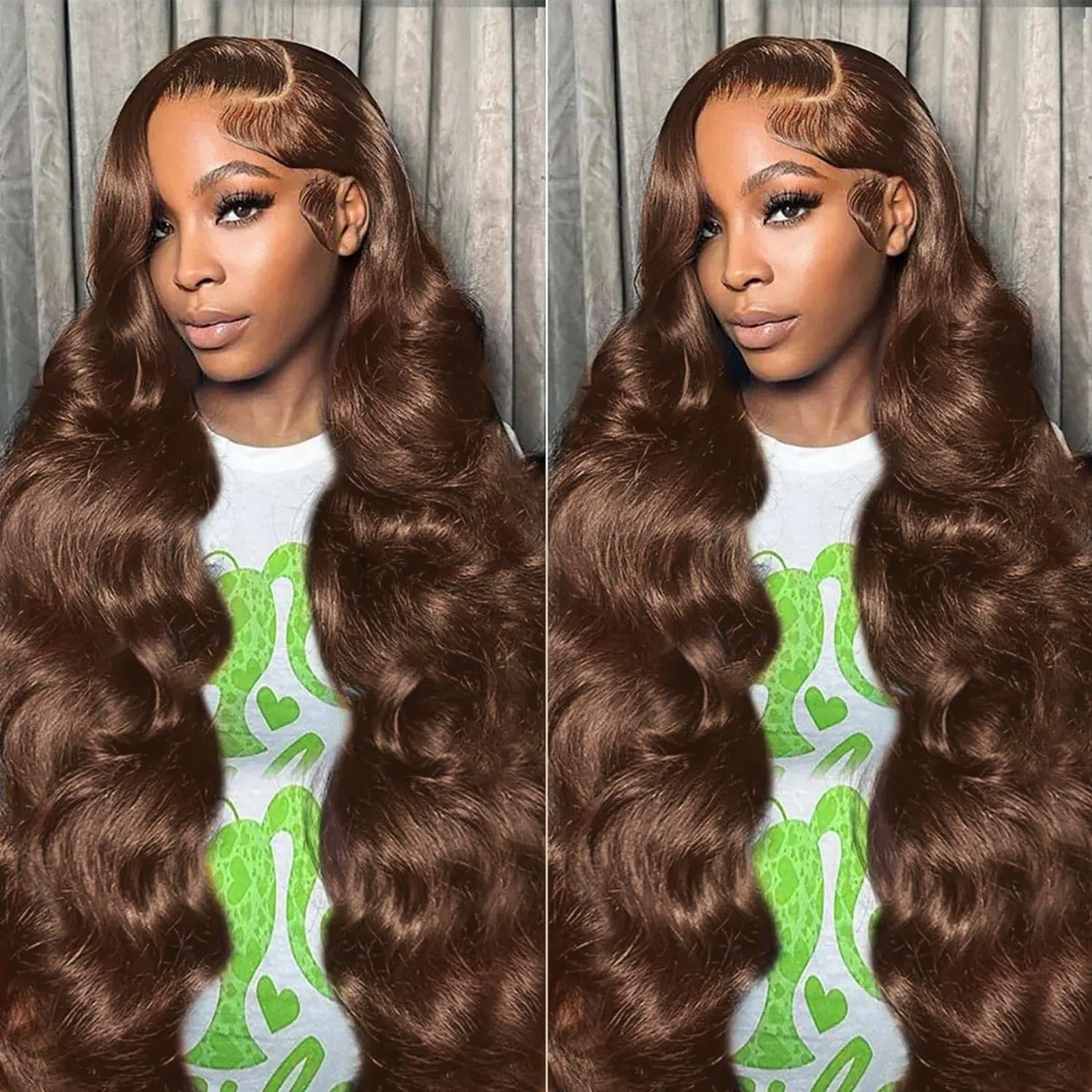 Saqina Wig order made ブラウン系 メッシュ Amazon.com : SFTNMEH 28 Inch Chocolate Brown Body Wave Lace Front